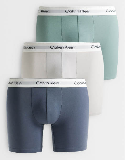 Calvin Klein Icon Cotton Stretch 3 pack boxer briefs in gray/green/silver - view 1