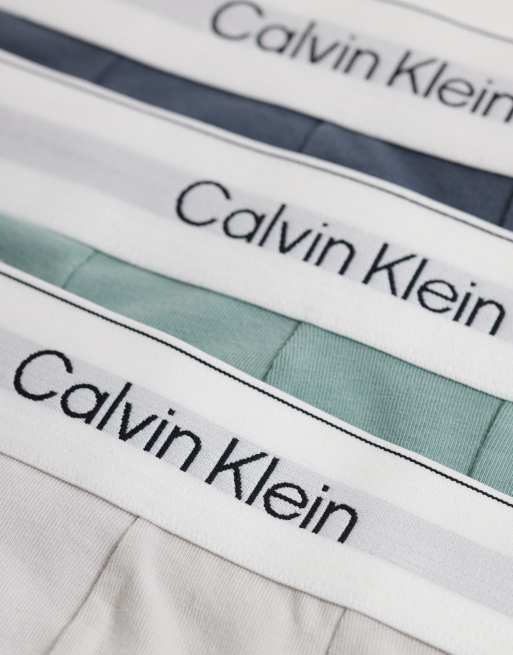Calvin Klein Icon Cotton Stretch 3 pack boxer briefs in gray/green/silver, 2 of 3