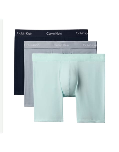 Calvin Klein Icon Cotton Stretch  3 pack boxer briefs in navy/grey/aqua - view 1