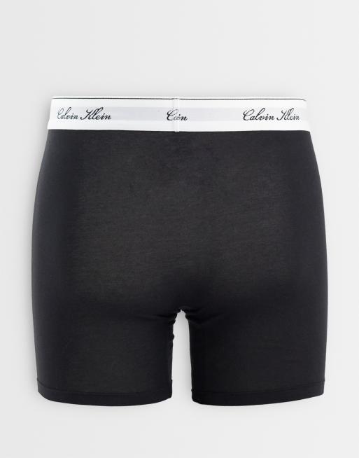 Calvin Klein Icon Cotton Stretch 3 pack boxer briefs with script logo in black/navy/gray, 3 of 3