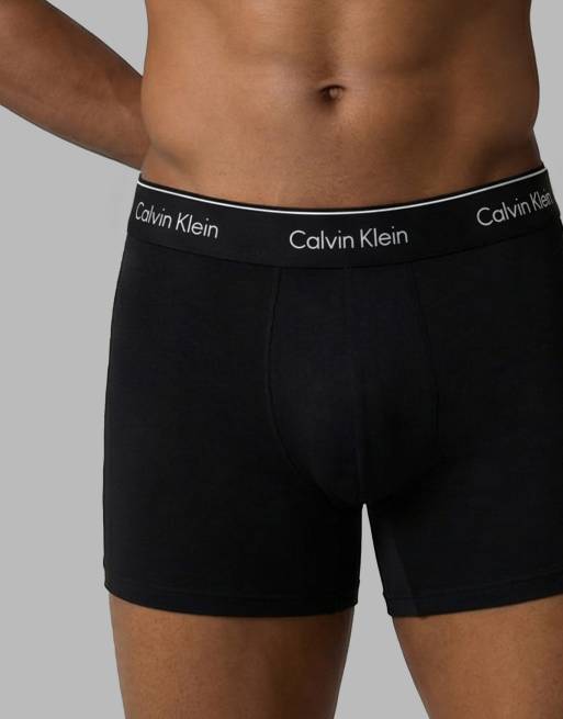Calvin Klein Icon Cotton Stretch 3 pack breifs in black with coloured waistbands, 2 of 3