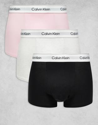 Icon Cotton Stretch 3 pack darted trunk in black/white/pink