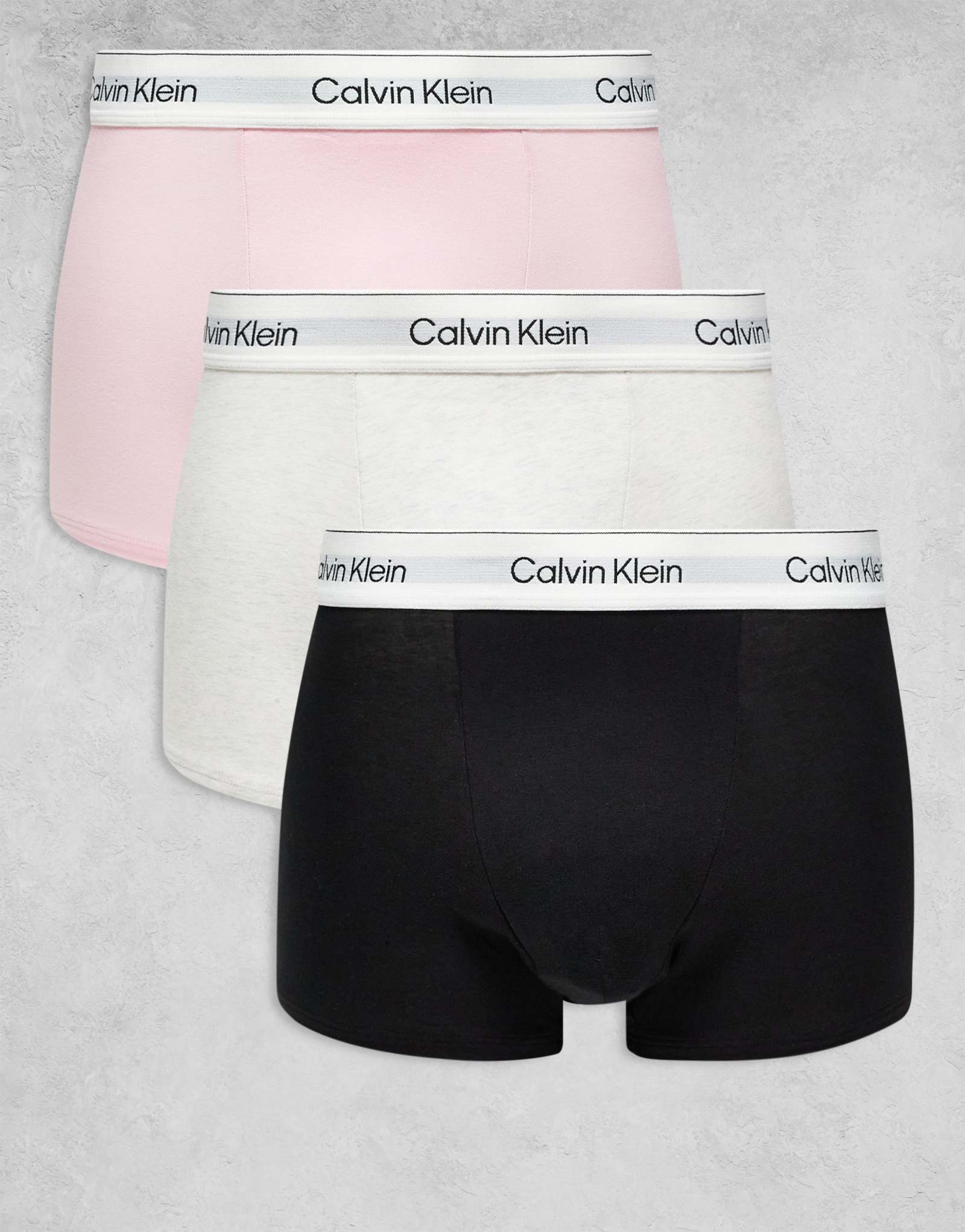 Эластичный хлопковый кофр Calvin Klein Icon из 3-х упаковок черного/ белого/ розового цвета