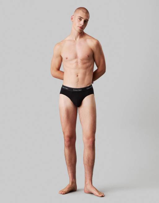 Calvin Klein Icon Cotton Stretch 3 pack hip briefs in black/blue, 4 of 4