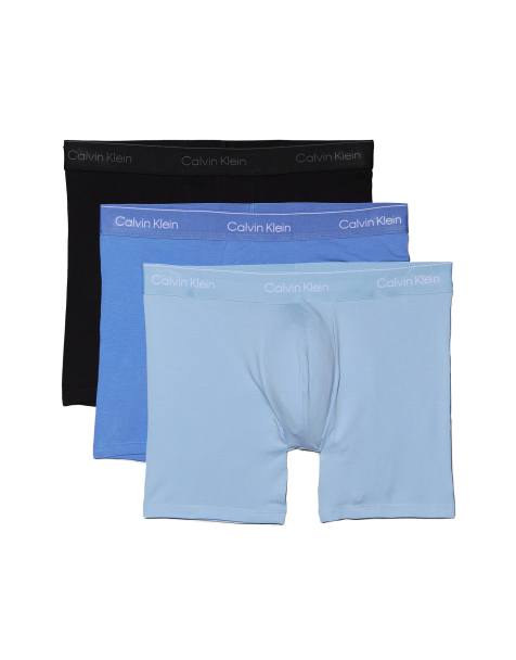 Calvin Klein Icon Cotton Stretch 3 pack hip briefs in black with red/blue/cream waistbands - view 1