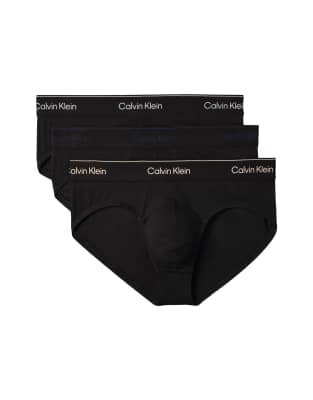Calvin Klein Icon Cotton Stretch 3 pack hip briefs in black