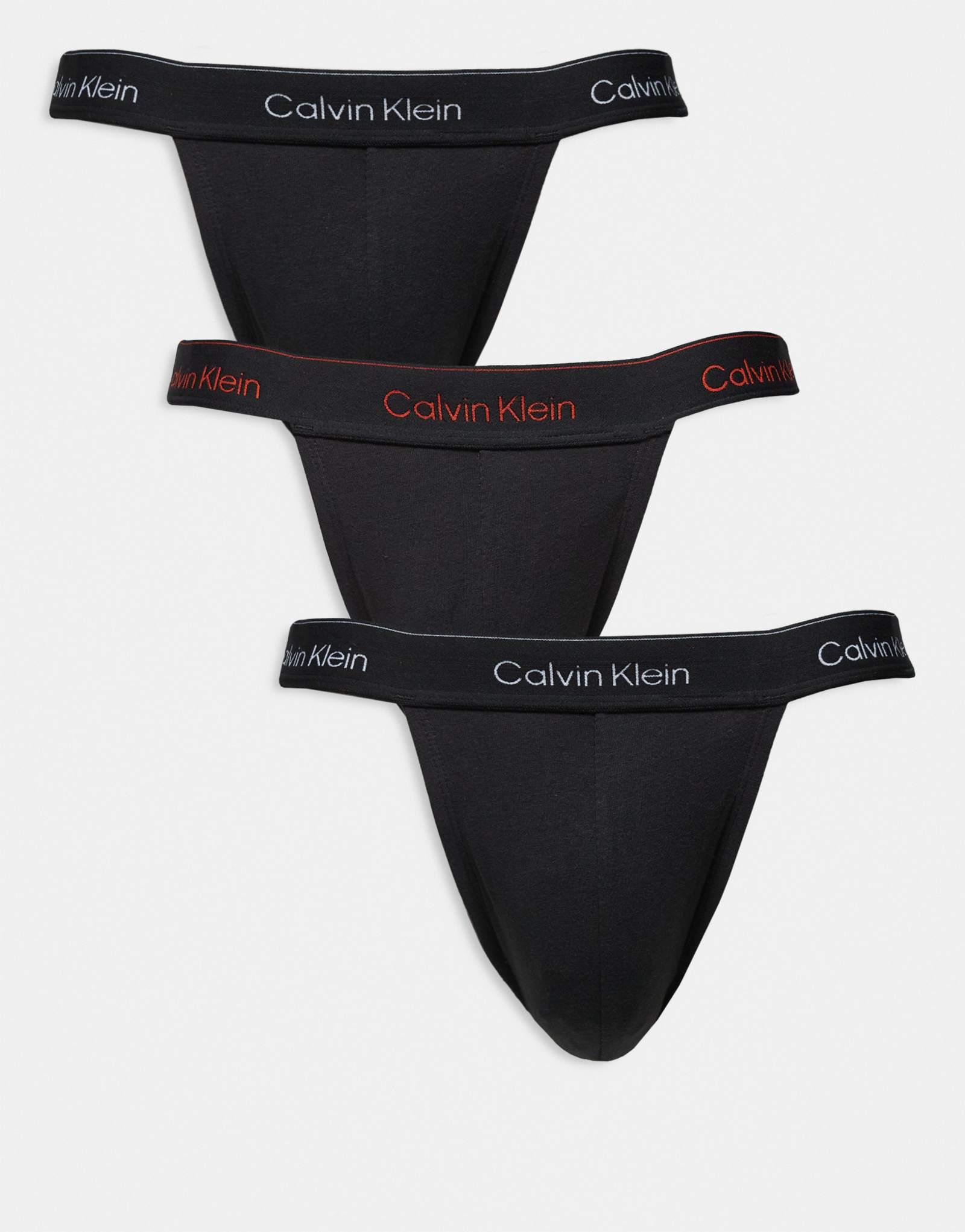 Спортивные бретельки Calvin Klein Icon из хлопка-стрейча 3 шт. черного цвета с цветными логотипами на поясе