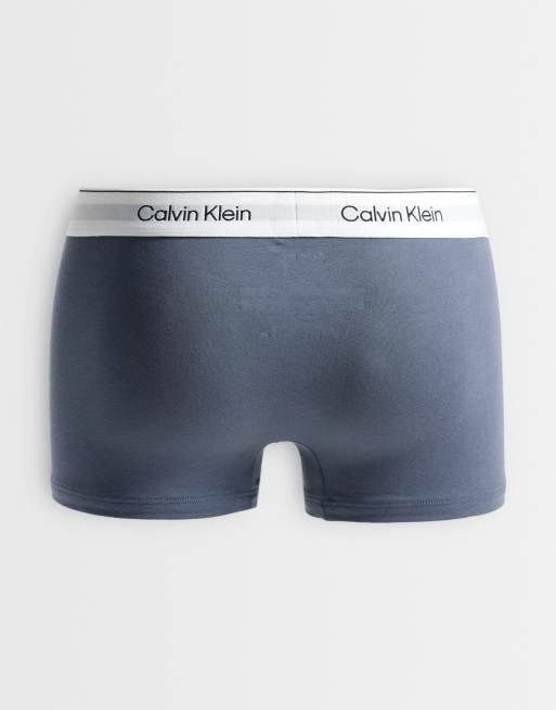 Calvin Klein Icon Cotton Stretch 3 pack low rise boxer briefs in white/blue/gray, 2 of 3