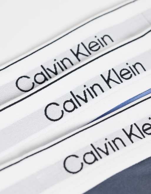 Calvin Klein Icon Cotton Stretch 3 pack low rise boxer briefs in white/blue/gray, 3 of 3