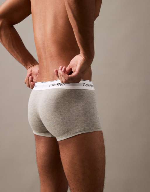 Calvin Klein Icon Cotton Stretch 3 pack low rise trunk in white grey black, 3 of 3