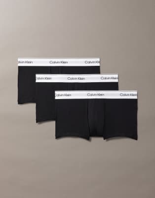 Calvin Klein Icon Cotton Stretch 3 pack low rise trunks in black - view 1
