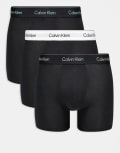 [Calvin Klein] Calvin Klein Icon Cotton Stretch 3 pack of boxer briefs in black with black waistbands 46 B- WHITE, BEAU BLUE