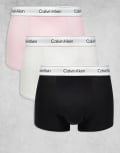 [Calvin Klein] Calvin Klein Icon Cotton Stretch 3 pack of darted trunks in black/white/pink 54-58 BLACK, SNOW, HEATHER