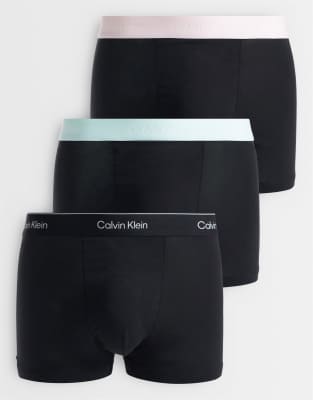 Calvin Klein Icon Cotton Stretch 3 Pack Relaxed Boxer Briefs In Black