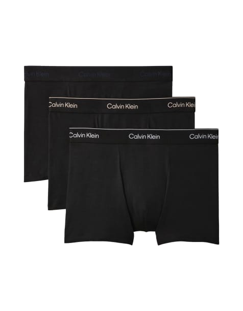 Calvin Klein Icon Cotton Stretch 3 pack relaxed boxer briefs in black - view 1
