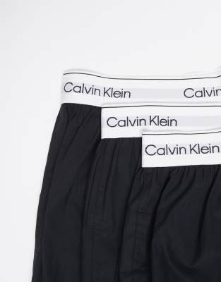 Calvin Klein Icon Cotton Stretch 3-pack Relaxed Boxers In Black