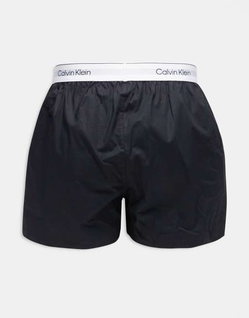 Calvin Klein Icon Cotton Stretch 3-pack relaxed boxers in black with white waistbands, 3 of 3