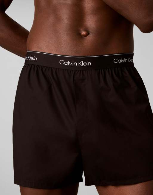 Calvin Klein Icon Cotton Stretch 3 pack slim boxers in black/emblem print/gray, 2 of 3
