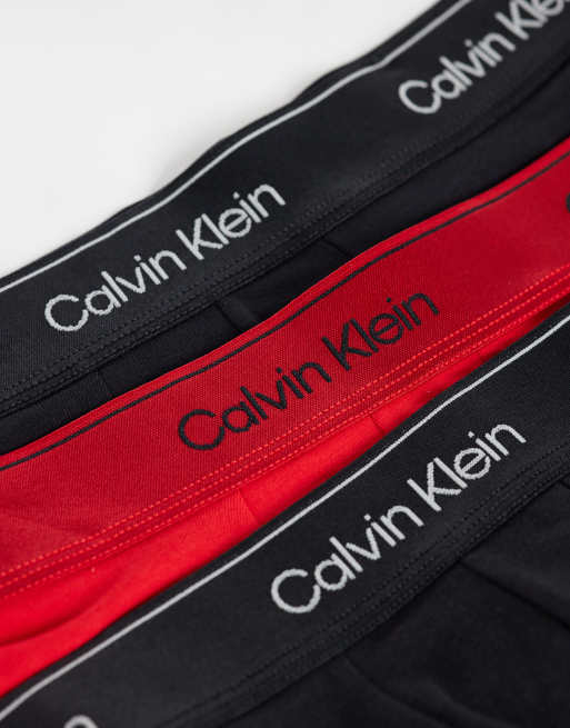 Calvin Klein Icon Cotton Stretch 3 pack trunk in black/red, 3 of 3