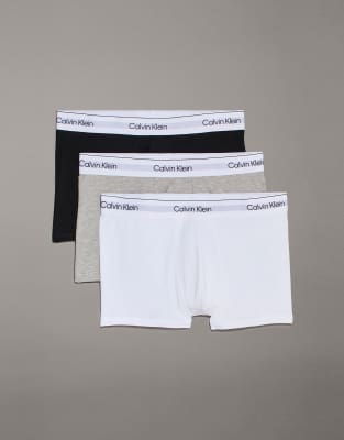 Calvin Klein Calvin Klein Icon Cotton Stretch 3 pack trunk in black white grey-Multi
