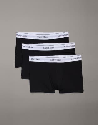 Calvin Klein Icon Cotton Stretch 3 pack trunk in black - view 1