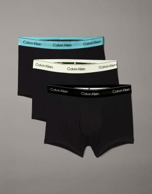 Calvin Klein Calvin Klein Icon Cotton Stretch 3 pack trunks in black with black waistband