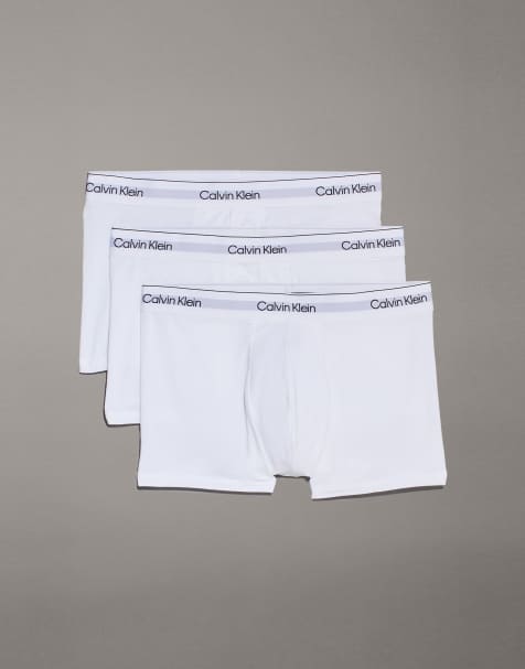 Calvin Klein Icon Cotton Stretch 3 pack trunks in white - view 1