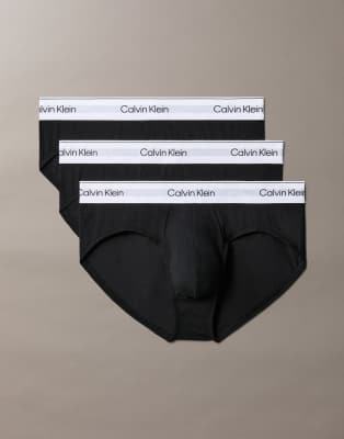 Icon Cotton Stretch - 3er-Pack eng geschnittene Hüftslips in Schwarz Schwarz 50