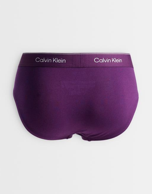 Calvin Klein Icon Cotton Stretch 3er-Pack Hip Brief in Schwarz/Grau/Lila, 2 von 3