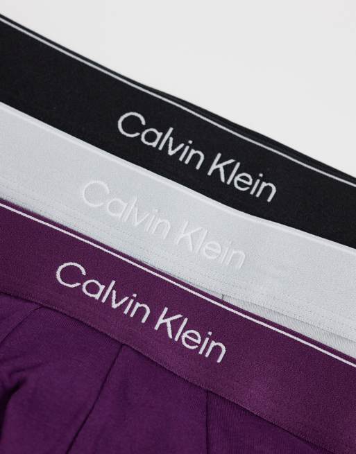 Calvin Klein Icon Cotton Stretch 3er-Pack Hip Brief in Schwarz/Grau/Lila, 3 von 3