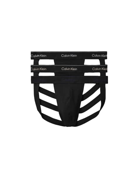 Calvin Klein – Icon Cotton Stretch – 3er-Pack Jockstraps in Schwarz - view 1