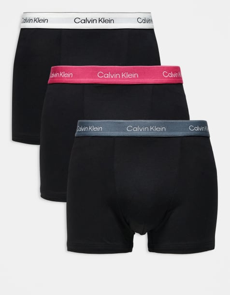 Calvin Klein – Icon Cotton Stretch – 3er-Pack locker geschnittene Unterhosen aus Stretch-Baumwolle in Schwarz mit Bund in Rosa/Blau/Weiß - view 1