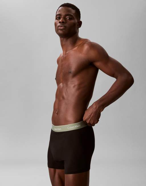 Calvin Klein – Icon Cotton Stretch – 3er-Pack locker geschnittene Unterhosen aus Stretch-Baumwolle in Schwarz mit farbigem Bund, 3 von 3