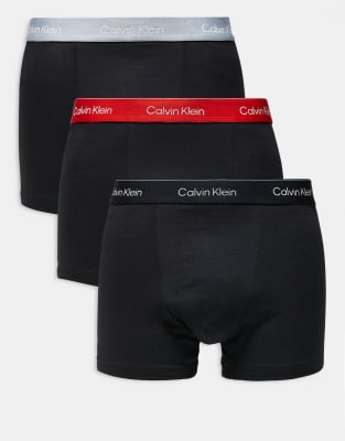 Icon Cotton Stretch - 3er-Pack locker geschnittene Unterhosen in Schwarz mit Bund in Schwarz/Grau/Rot-Bunt Bunt 50
