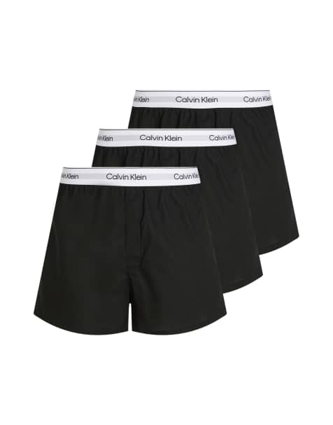 Calvin Klein – Icon Cotton Stretch – 3er-Pack Relaxed-Fit-Boxershorts in Schwarz mit weißem Bund - view 1