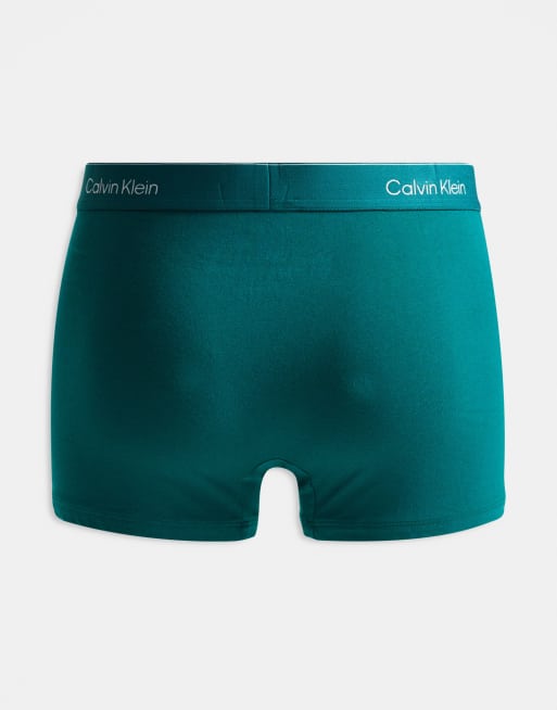 Calvin Klein – Icon Cotton Stretch – 3er-Pack Relaxed-Fit-Trunk-Unterhosen in Blau/Grün/Schwarz, 3 von 3