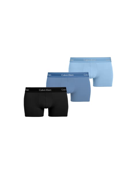 Calvin Klein – Icon Cotton Stretch – 3er-Pack Unterhosen in Blautönen mit niedrigem Bund - view 1