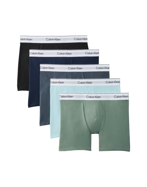 Calvin Klein Icon Cotton Stretch 5 pack boxer briefs in black/blue/gray - view 1