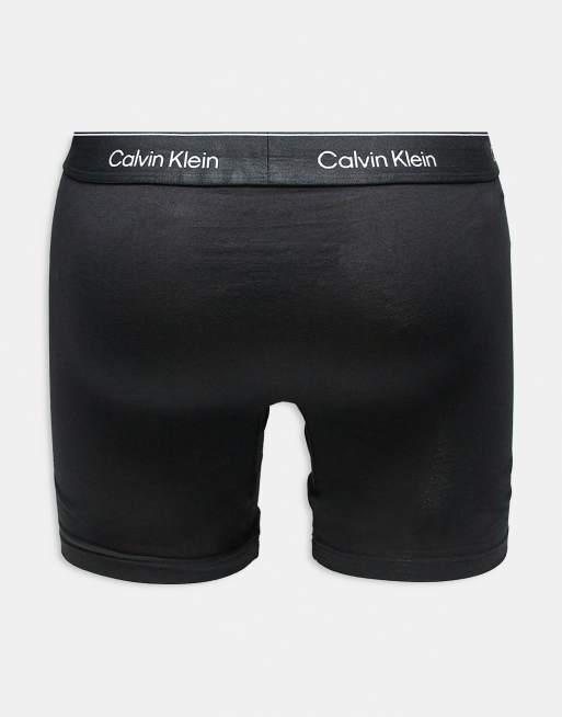 Calvin Klein Icon Cotton Stretch 5 pack boxer briefs in black with blue/grey waistbands, 3 of 3