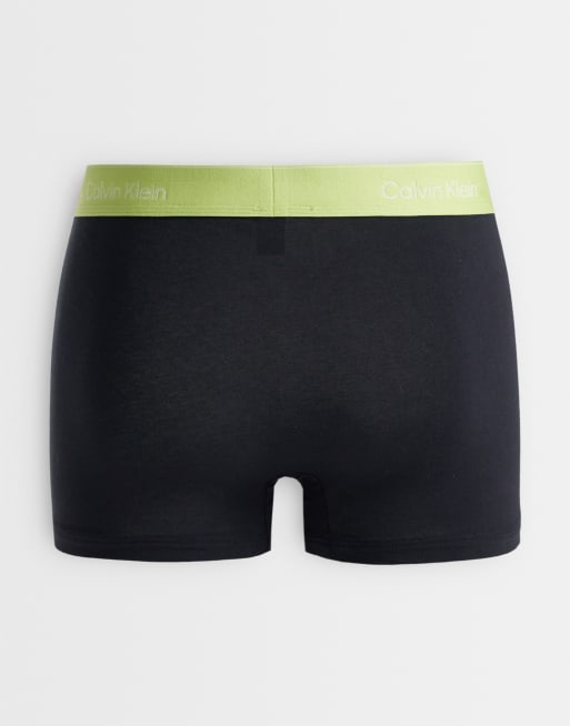 Calvin Klein Icon Cotton Stretch 5 pack relaxed boxer briefs in black with colored waistbands, 3 of 3