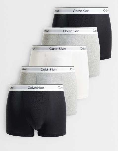 Calvin Klein Icon Cotton Stretch 5 pack relaxed fit trunks in black/white/gray - view 1