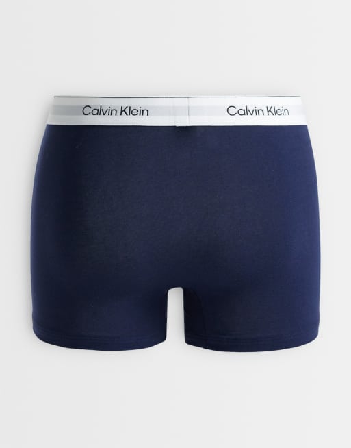 Calvin Klein Icon Cotton Stretch  5 pack relaxed trunks in black/blue/grey, 3 of 3