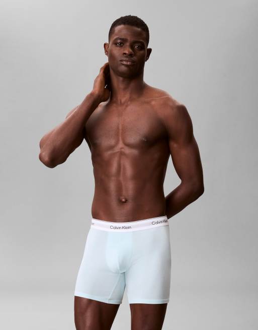 Calvin Klein – Icon Cotton Stretch – 5er-Pack eng geschnittene Boxershorts in Schwarz/Blau/Grau, 2 von 3