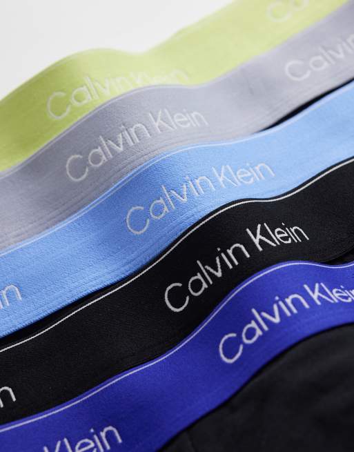 Calvin Klein – Icon Cotton Stretch – 5er-Pack locker geschnittene Unterhosen aus Stretch-Baumwolle in Schwarz mit farbigem Bund, 2 von 3