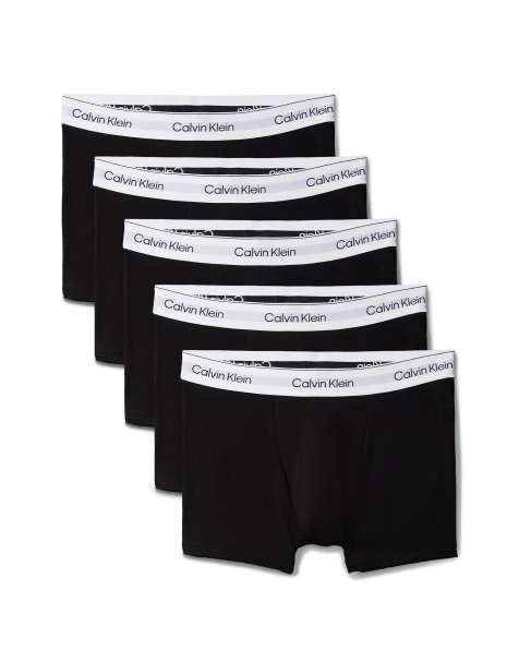 Calvin Klein – Icon Cotton Stretch – 5er-Pack Relaxed-Fit-Trunk-Unterhosen in Schwarz - view 1