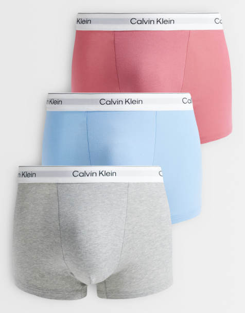 Calvin Klein - Icon Cotton Stretch - Confezione da 3 boxer aderenti comodi grigio/blu/rosa - view 1