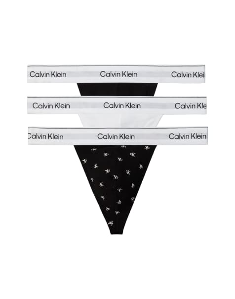 Calvin Klein - Icon Cotton Stretch - Confezione da 3 paia di perizoma neri/a fantasia/bianchi - view 1