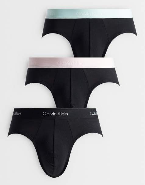 Calvin Klein - Icon Cotton Stretch - Confezione da 3 slip in cotone elasticizzato neri con fascia in vita colorata - view 1