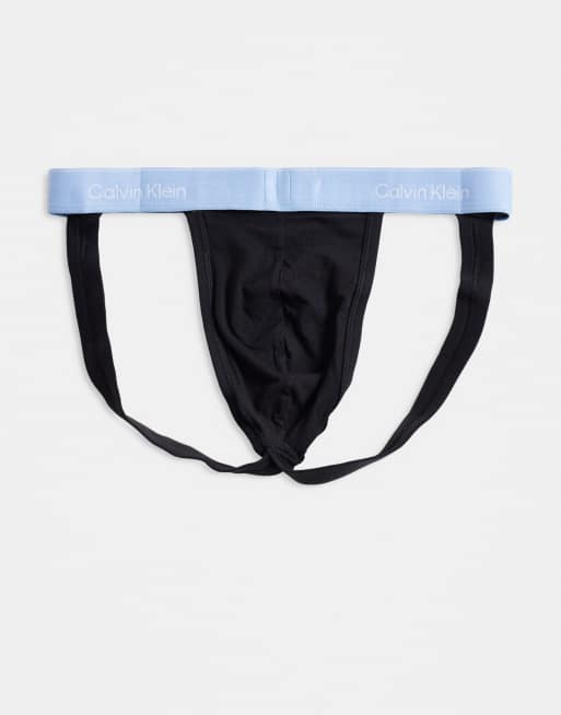 Calvin Klein - Icon Cotton Stretch - Confezione da 3 sospensori neri con dettagli rosa/blu/rosso, 2 di 3