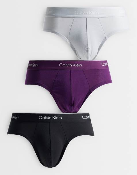 Calvin Klein - Icon Cotton Stretch - Lot de 3 culottes taille basse - Noir/gris/violet - view 1